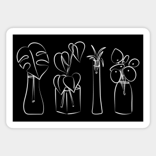 Plants in water bottles, white hand drawn illustration art Sticker